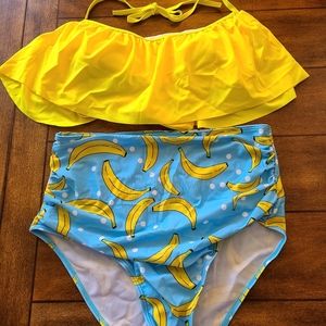Banana Print High Waisted 2 Piece